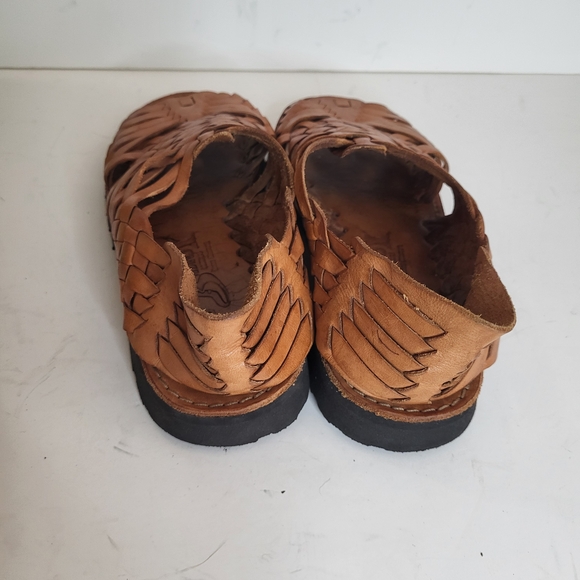 Women's Tan Leather Woven Sandals - Picture 4 of 6